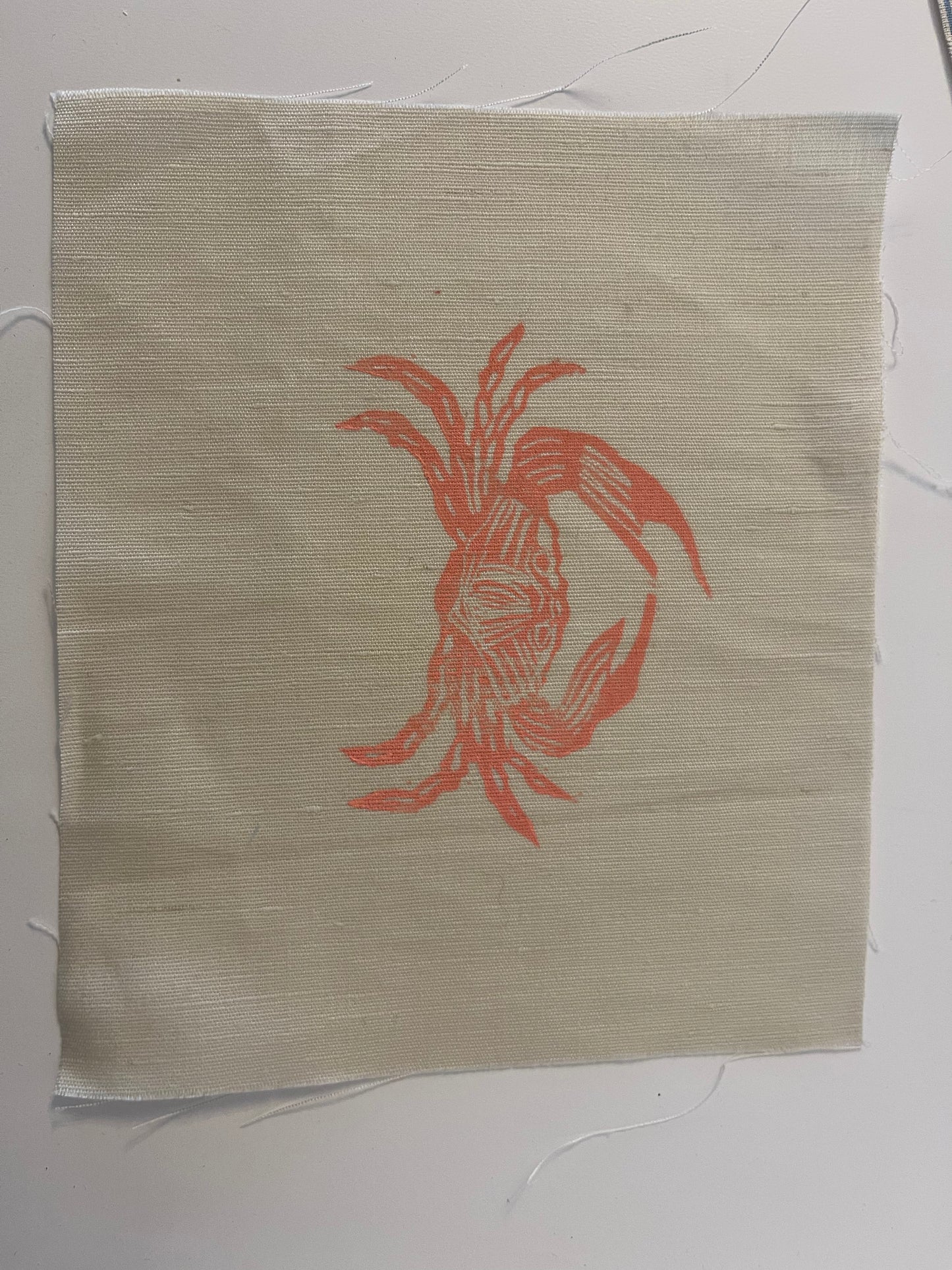 crab fabric patch pink