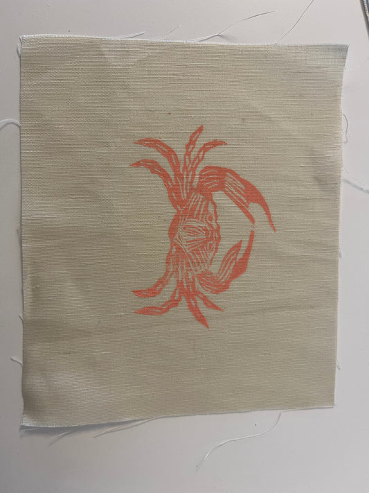 crab fabric patch pink
