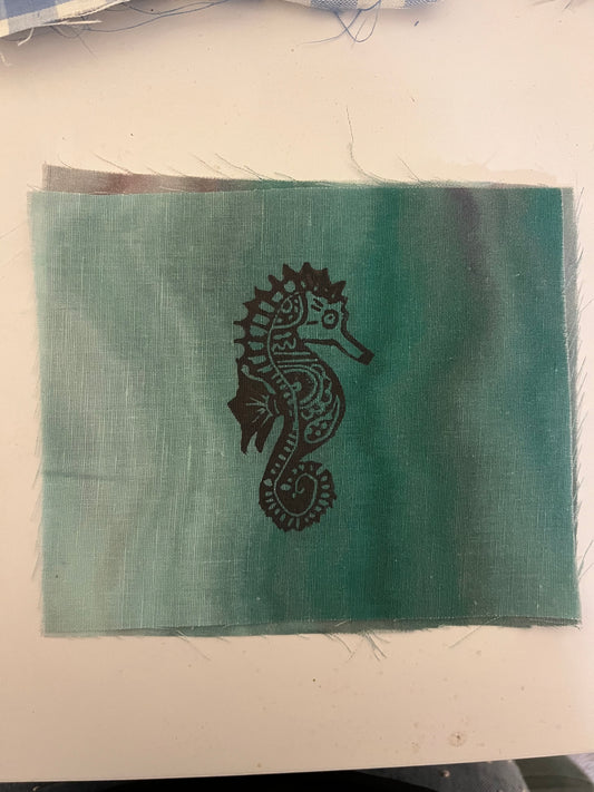 Starfish fabric patch linen blend