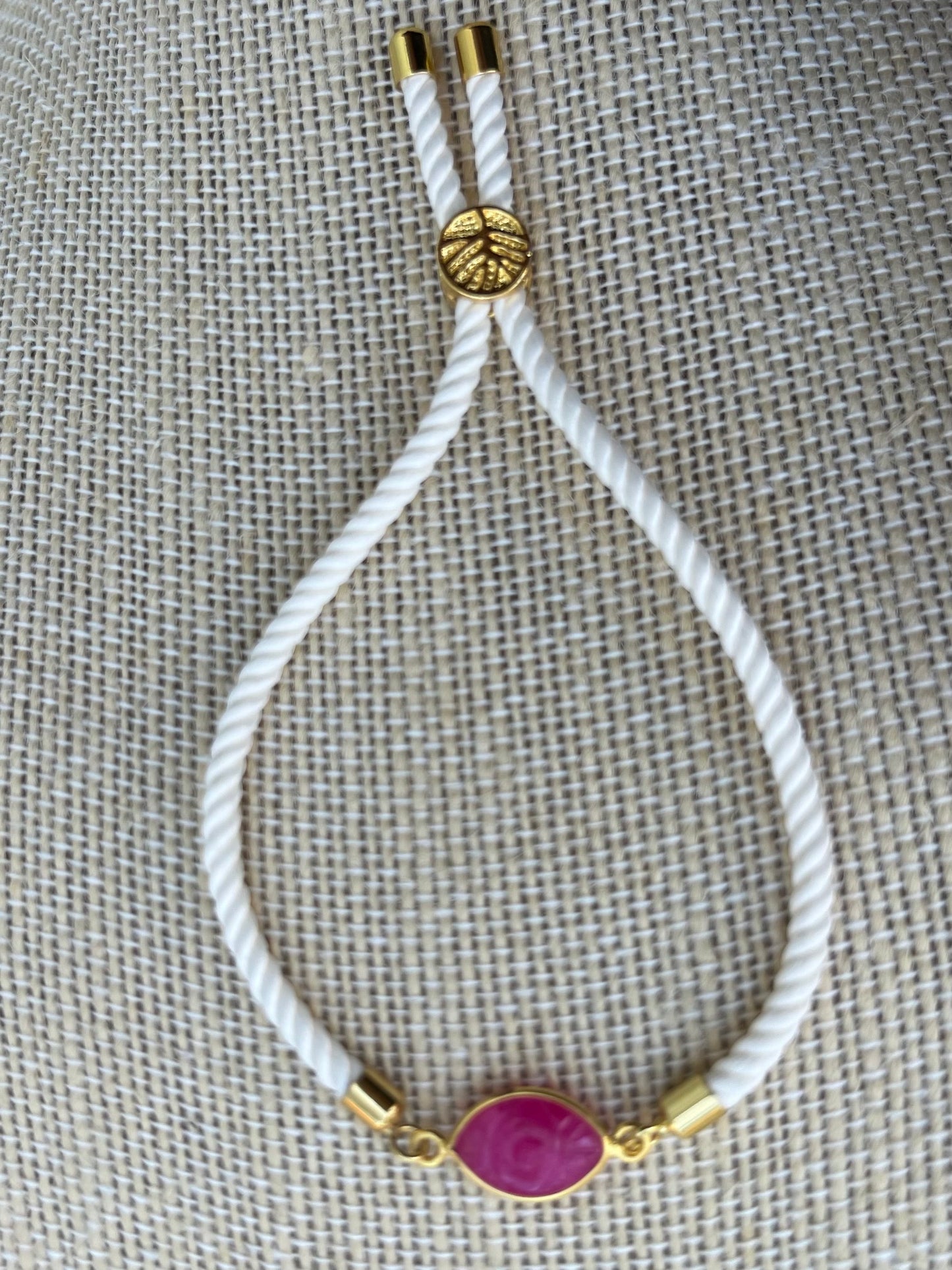 Hand carved evil eye natural gemstone bracelet
