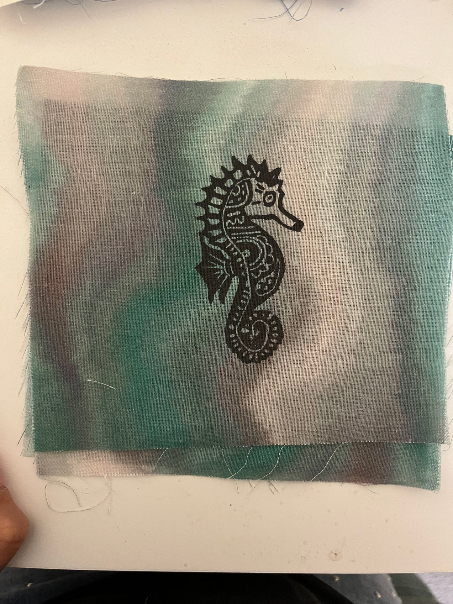 Starfish fabric patch linen blend